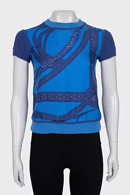 Silk and wool T-shirt with print