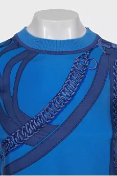 Silk and wool T-shirt with print