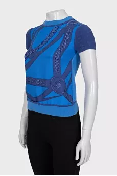 Silk and wool T-shirt with print