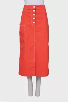 Orange button-down skirt
