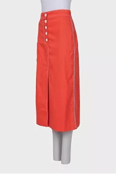 Orange button-down skirt