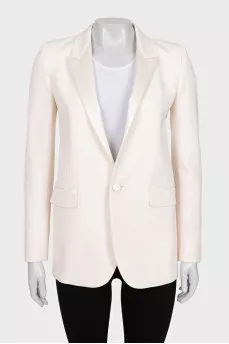 Wool jacket with satin lapels