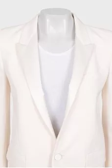Wool jacket with satin lapels