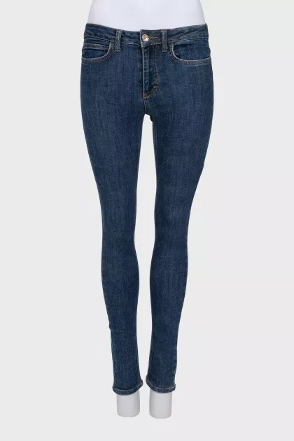 Сині джинси skinny fit з паєтками