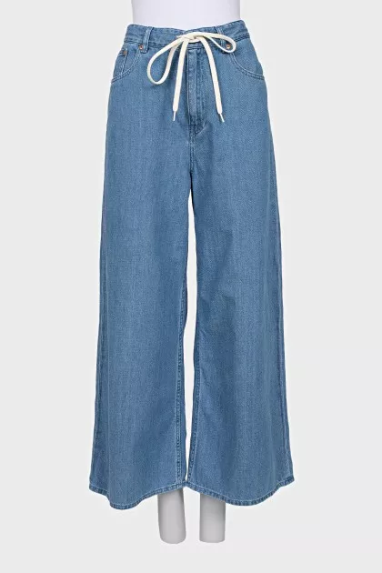 Wide-leg jeans with drawstrings