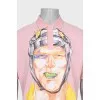 Men's pink printed polo shirt