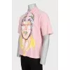 Men's pink printed polo shirt
