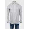 Men's shirt white with black stripes
