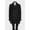 Double-breasted black coat