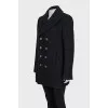 Double-breasted black coat