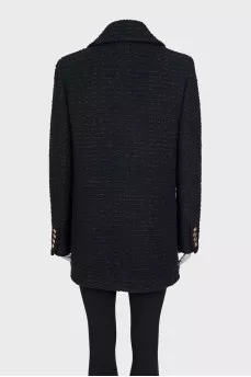 Double-breasted black coat