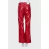Red trousers with embossed leather