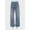 Men's blue jeans with a distressed effect