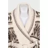Knitted cardigan with a geometric print