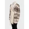 Knitted cardigan with a geometric print