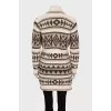 Knitted cardigan with a geometric print