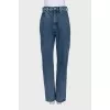 Straight-leg jeans decorated with rhinestones