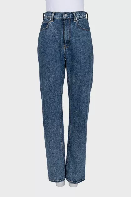 Straight-leg jeans decorated with rhinestones