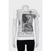 White T-shirt with black print