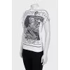 White T-shirt with black print