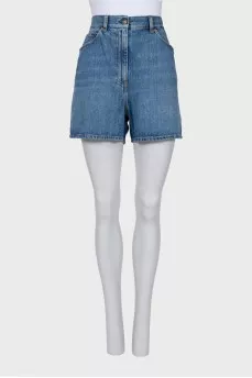 Denim shorts with branded decor