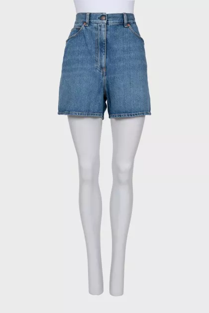 Denim shorts with branded decor