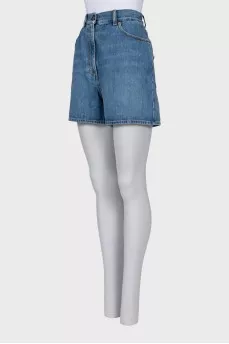 Denim shorts with branded decor