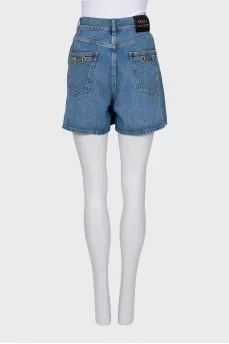 Denim shorts with branded decor