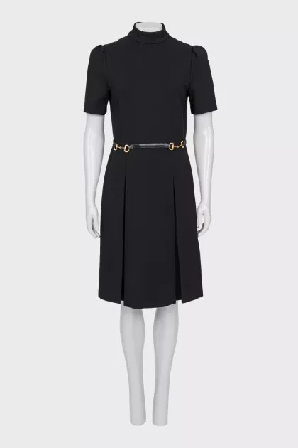 Black dress with gold trim on the belt