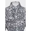 Silk dress with black print