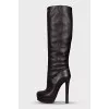 Brown leather boots with heels