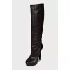 Brown leather boots with heels