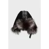 Hat decorated with fox fur
