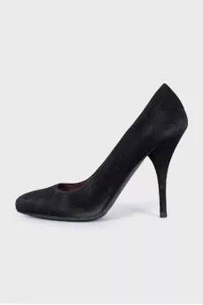 Black suede pumps