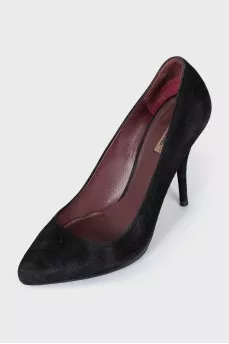 Black suede pumps