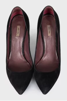 Black suede pumps