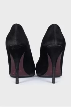 Black suede pumps