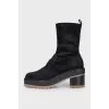 Brown suede heeled boots