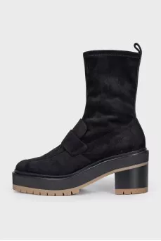 Brown suede heeled boots