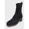 Brown suede heeled boots
