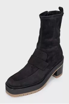 Brown suede heeled boots