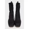 Brown suede heeled boots