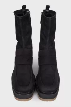 Brown suede heeled boots