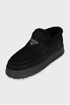 Suede insulated loafers