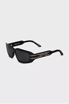 Black sunglasses with gold logo