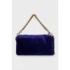 Velvet Baguette bag with gold logo