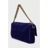 Velvet Baguette bag with gold logo