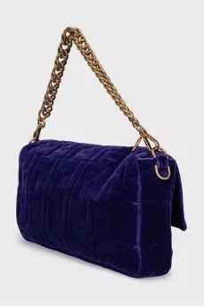 Velvet Baguette bag with gold logo