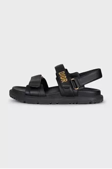Dioract black leather sandals
