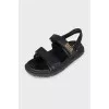 Dioract black leather sandals